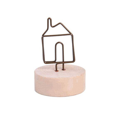 

Toponeto Rustic Real Wooden Base Place Card Holders Iron Wire Picture Picks Clip