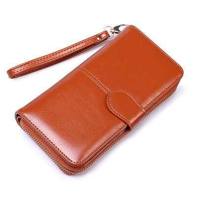 

LKX Long Womens Leather Wallet High-performance Clutch Womens Zipper Wallet Female Mini Coin Pocket Card Money Clip