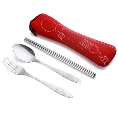 

Portable Stainless Steel Cutlery Set Tableware Set With Cloth Bag Lunch Tools Set Hot Sale Dinnerware Sets Lightweight Outdoor
