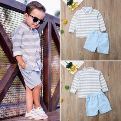 

2PCS Toddler Kids Baby Boy Gentleman Shirt TopsPants Shorts Clothes Outfits Set