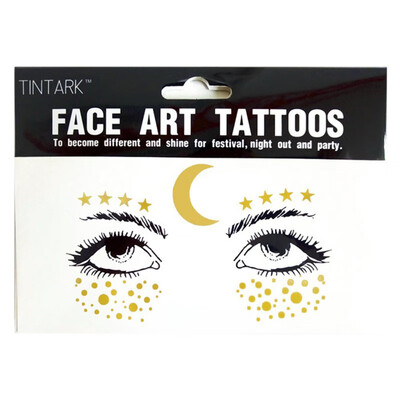 

Special Face Tattoo Sticker Metal Shiny Temporary Water Transfer Tattoo Applies Make Up Dancer Costume Party Golden