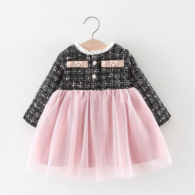 

Girls Dress Long Sleeve Baby Girls Cotton Mesh Princess Autumn And Winter For Kids 0-4 Years Old