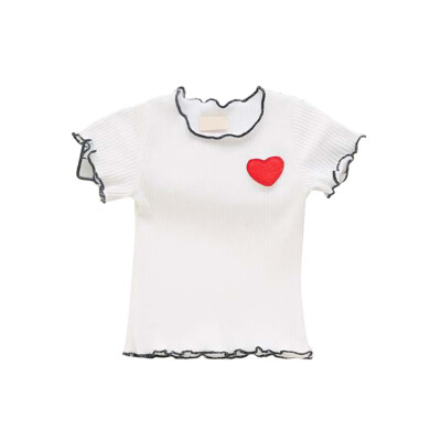 

2018 Summer New Kids Baby Girls Newborn Candy Color Embroidered Short Sleeve T-shirt Tops Children Clothes