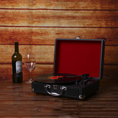 

Turntable With Speakers Vintage BT Phonograph Record Player Stereo Sound Black EU-type