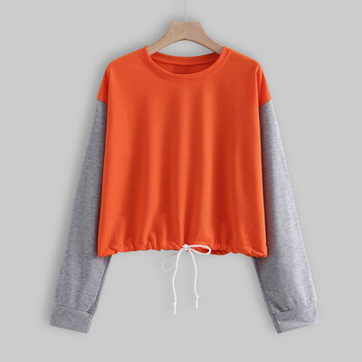 

Tailored Women Print Solid Splicing Loose Long Sleeve Top Pullover Hooded Cap Blouse
