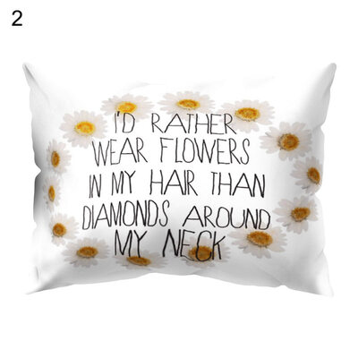 

Flower Letter Print Pillow Case Sofa Waist Throw Cushion Cover Office Home Decor
