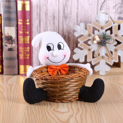 

Toponeto Doll Fruit Decoration Bowl Halloween Ghost Candy Basket Home Decor Hand-Woven