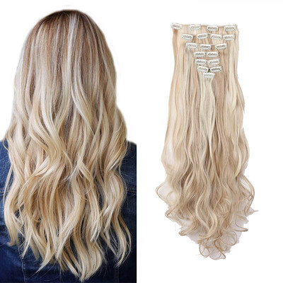 

8 PcsSet Fashion Long Curly Wavy Straight Clip In Hair Extension Sexy Heat Resistant Party Hair Natural Synthetic Hair For Women