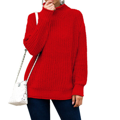 

Womens Mock Neck Cable Knit Pullover Sweater Fall Jumper Tops