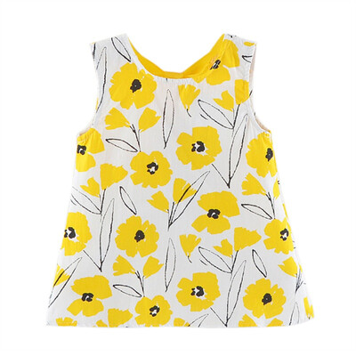 

Summer Baby Girl Dress Cotton Blouse Cotton Girl Sleeveless Backless Flower Fruit Pattern Princess Party Toddler Kid Dresses