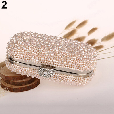 

Women Luxury Faux Pearl Beaded Dinner Party Cocktail Bridal Handbag Clutch Purse
