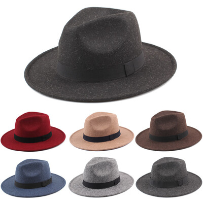 

Women Men Unisex Felt Trilby Hats Wide Brim Adjustable Fedora Jazz Hat Caps