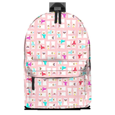 

New Customized Design Alpaca Printed Women Girl Oxford Cloth Backpack Travel Laptop Backpack Student Teenager School Shoulder Bag