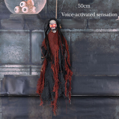 

Voice Activated Halloween Skull Skeleton Ghost Hanging Decor Terrible Scary Ghost Haunted Tricky Halloween Decorations