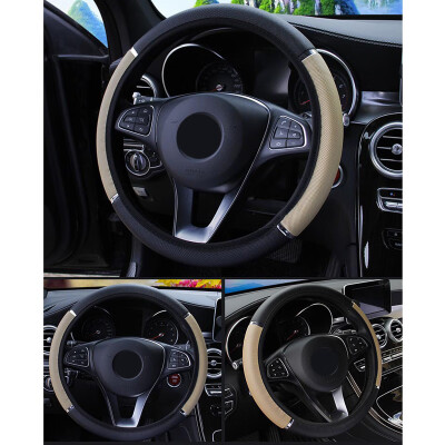 

2019 Leather Car Steering Wheel Cover Anti-slip Protector 37-38cm Blueblack Hot