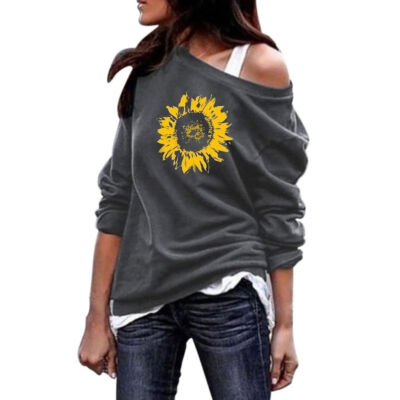 

Pullover Sweatshirt Autumn Fashion Women Sweatshirts Round Neck Long Sleeve Flower pattern Warm Sweatshirt Female Casual Coat