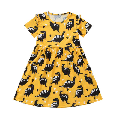 

Baby Princess Dress Girls Dresses 2018 Summer New Children Cartoon Printed Dress Children Short Sleeve Clothing 2-7Y