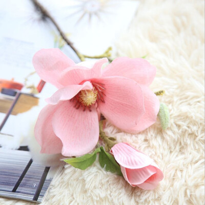

Hot Sale on Artificial Fake Flowers Leaf Magnolia Floral Wedding Bouquet Party Home Decor Gift Wholesale