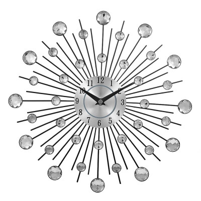 

Decorative Crystal Sunburst Metal Wall Clock Home Art Decor Diameter 13 inch