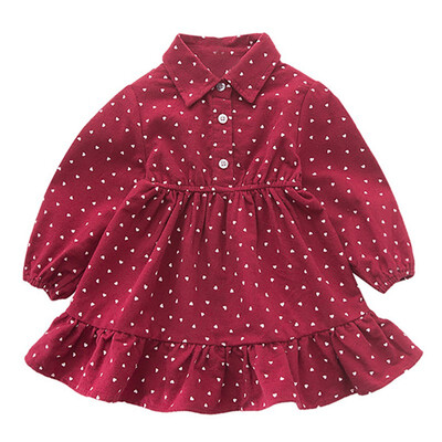 

New Autumn Baby Girl Dress 0-7T Fashion Casual Lovely Toddler Girl Clothes Sweet Wave Point Pattern Long Sleeve Princess Dress