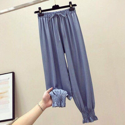 

Women Pants Fashion Female Solid Color Mid Waist Harem Pants Pencil Trousers Drawstring Pockets Casual Pants Streetwear