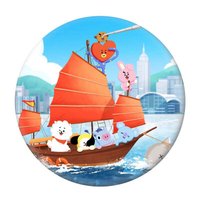 

BTS Badge Round BTS Badge Clip Cartoon Pin Badge Decorative for Clothing Bags Caps