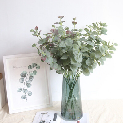 

New Artificial Leaves Fake Garden For Wall Material Plants Decorative Large Eucalyptus Leaf Simulation Green Plant