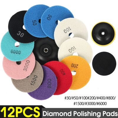 

12PcsSet Diamond Sanding Disc Polishing Pads Kit Dry Wet Granite Marble Concrete Stone Buffing Polishing Kit