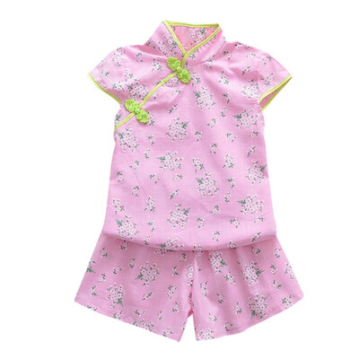 

Summer Outfits Childrens Clothes Sets Kids Girls Tang Suit Cheongsam Shorts Two-piece Costume Dress For Girls 2-7T