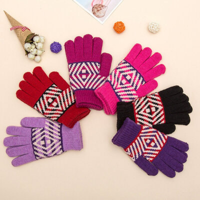 

Women Men Comfortable Thicken Warm Winter Full Finger Knitted Mittens Knitted Gloves Soft Mittens