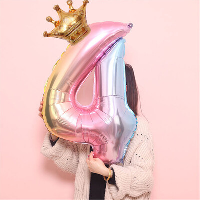 

Gobestart Crown Number Foil Balloons Number Ballon Happy Birthday Party Decoration 32 Inch