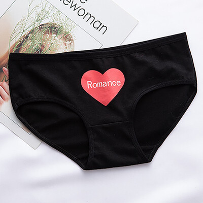 

Fashion Women Briefs Women Cotton Underwear Poker Print Ladies Mid-Rise Panties Breathable Briefs