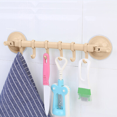 

Siaonvr Wall Vacuum Rack Suction Cup 6 Hooks Towel Bathroom Kitchen Holder Sucker Beige