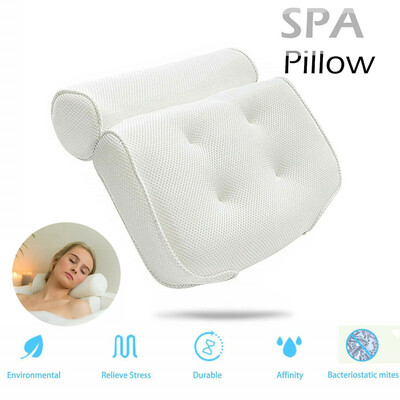 

Waterproof Comfortable 3D Breathable Mesh Spa Bath Pillow with Suction Cups Neck & Back Support