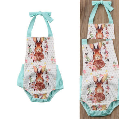 

US Toddler Newborn Baby GirlRabbit Bunny Easter Backless Romper Jumpsuit Outfits