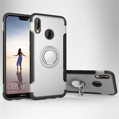 

Back Cover For Huawei P20 Lite Case Car Holder Stand Hard PC Silicon Ring Suction Bracket Celulars Fecoprior