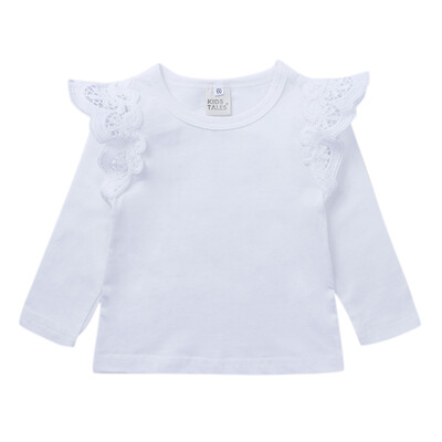 

Utumn Baby Girls Long Sleeve Lace T-Shirts Kids Girls Solid Color Tops Tees Casual Blouse 3month-3years