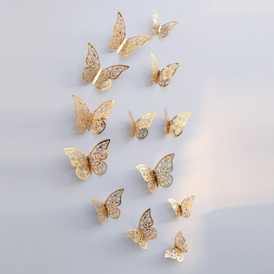 

12pcslot 3D PVC Wall Stickers Butterflies Hollow DIY Home Decor Poster Kids Rooms Wall Decoration