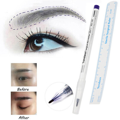 

〖Follure〗2Pcs Microblading Tattoo Eyebrow Skin Marker Pen With Measure Measuring Ruler