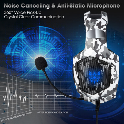 

ONIKUMA K8 35mm Gaming Headset Stereo Over-ear Headphones RGB LED Lights Noise-canceling Microphone Volume Control for PS4 New Xb