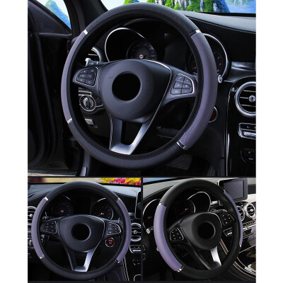 

2019 Leather Car Steering Wheel Cover Anti-slip Protector 37-38cm Blueblack Hot