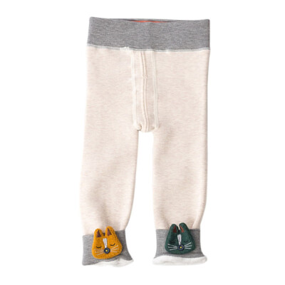 

Girls Leggings Cotton Baby Girls Plus Velvet Thickening Cute Cartoon Kitten Nine Pants Autumn And Winter