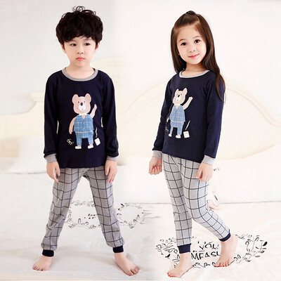 

Autumn Cute Baby Sleepwear Baby Kids Girls Boys Cartoon Print Sleepwear Set Long Sleeve Blouse TopsPants Pajamas