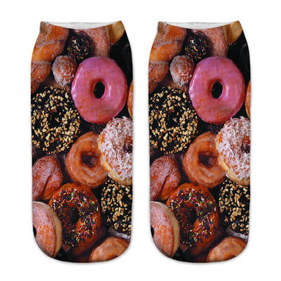 

1Pair Food Cartoon 3D Printing Socks Women Fashion Spring Summer Low Cut Ankle Short Socks Female Fresh Style