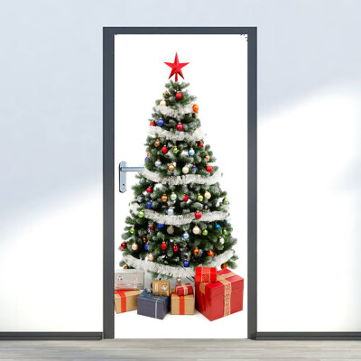 

Tailored Christmas Series Self Adhesive Door Mural Wall Sticker Xmas Home Decal