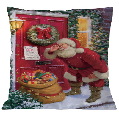 

〖Follure〗Merry Christmas Pillow Cases Linen Sofa Cushion Cover Home Decor Pillow Core