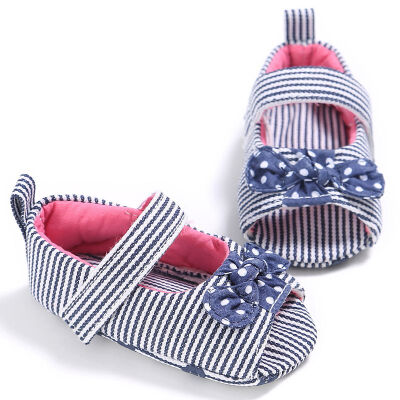 

Cute Baby Girls Princess Autumn Kids Princess Stripe Bow-knot Anti-skid First Walkers Shoes