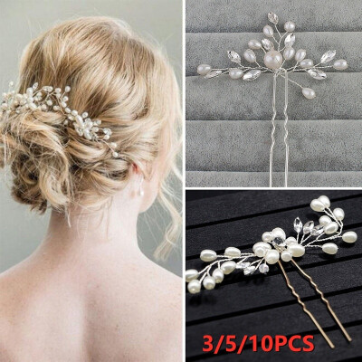 

3510Pcs SilverGold Wedding Bridal Pearl Flower Crystal Hair Pins Bridesmaid Clips Side Comb