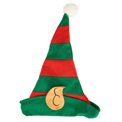 

2019 Christmas Hat Red Green Striped Elf Hat With Ears Christmas Ornaments Decor Children Women Men Boys Girls Cap Party Props