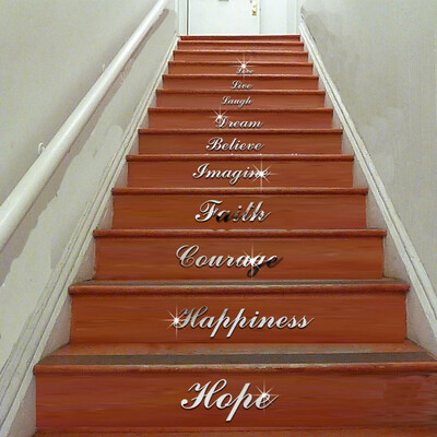 

Gobestart Acrylic Silver Mirror Effect Quote Word Art Stair Decals Wall Sticker Home Decor